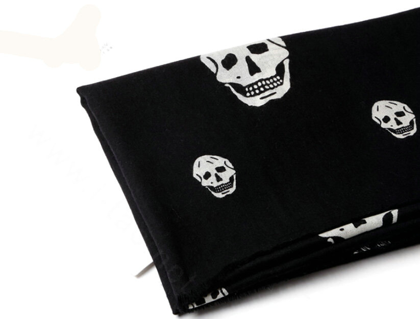 Classic Skull Scarf Shawls Women Winter Warm Wool Panties 180*70CM - Black