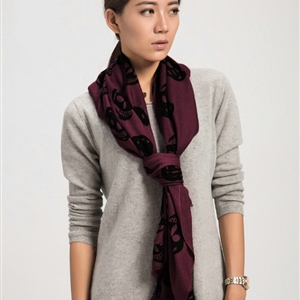 Classic Skull Scarf Shawls Women Winter Warm Wool Panties 200*70CM - Dark Red