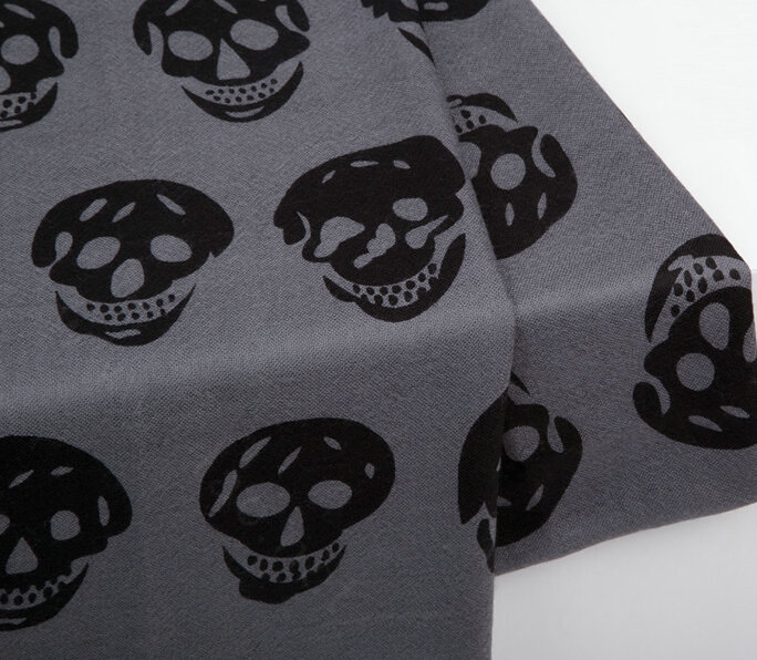 Classic Skull Scarf Shawls Women Winter Warm Wool Panties 200*70CM - Grey
