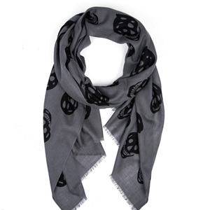 Classic Skull Scarf Shawls Women Winter Warm Wool Panties 200*70CM - Grey