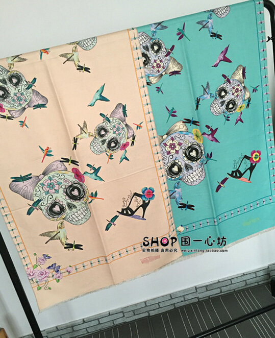 Classic Skull Scarves Wrap Women Winter Warm Cashmere Panties 180*65CM - Green