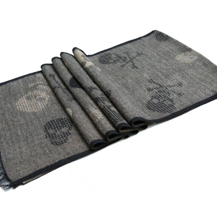 Classic Skull Women Scarf Fiber Cloth Warm Scarves Wraps 180*30CM - Grey