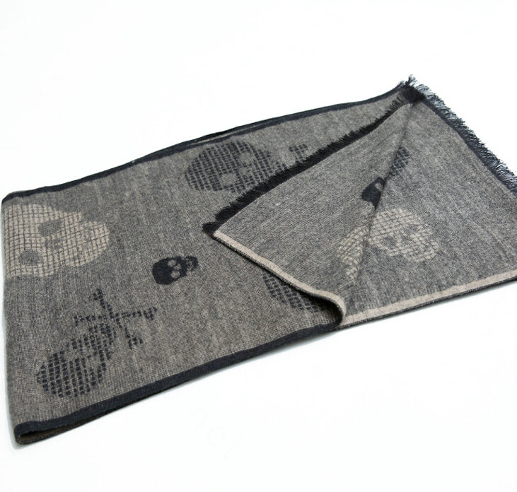Classic Skull Women Scarf Fiber Cloth Warm Scarves Wraps 180*30CM - Grey