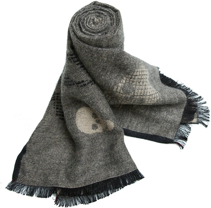 Classic Skull Women Scarf Fiber Cloth Warm Scarves Wraps 180*30CM - Grey