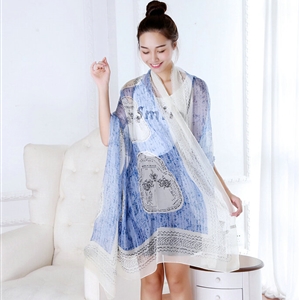Classic Skull Women Scarf Fiber Cloth Warm Scarves Wraps 192*144CM - Blue