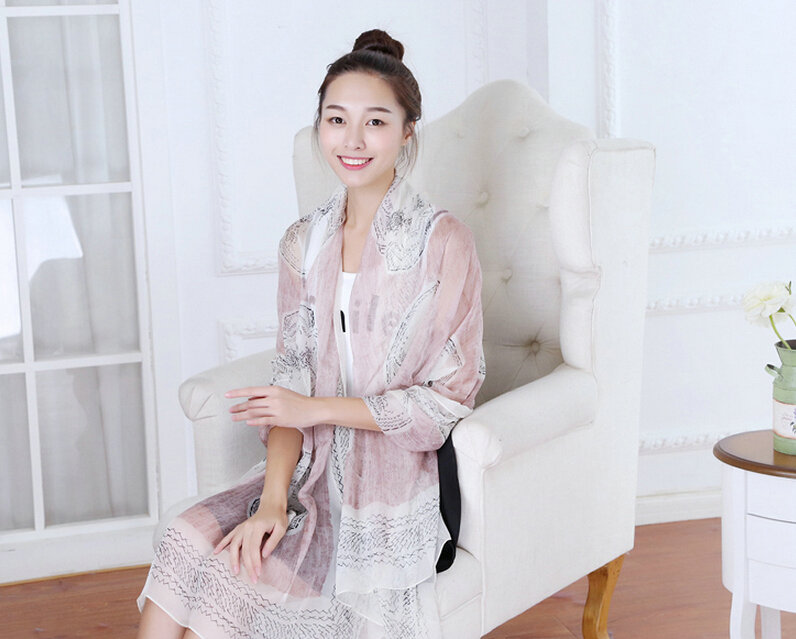 Classic Skull Women Scarf Fiber Cloth Warm Scarves Wraps 192*144CM - Pink