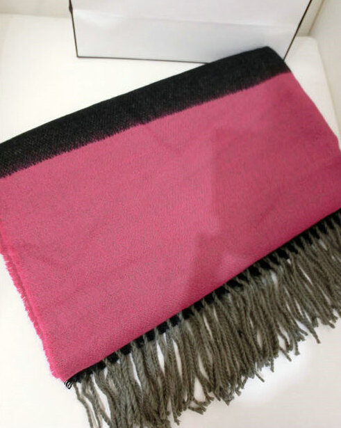 Colorful Fringe Scarves Wrap Women Winter Warm Cashmere Panties 190*70CM - Rose Black