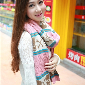 Cool Skull Scarves Wrap Women Winter Warm Cashmere Panties 205*62CM - Pink