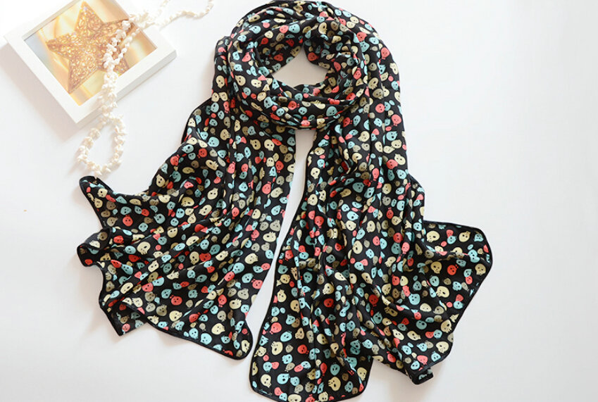 Cool Skull Women Scarf Shawls Winter Warm Polyester Scarves 170*70CM - Colorful