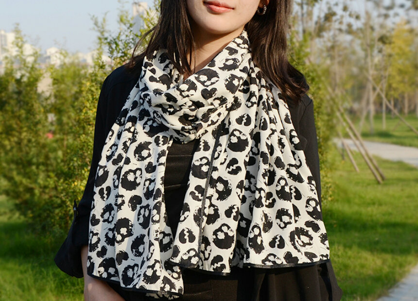 Cool Skull Women Scarf Shawls Winter Warm Polyester Scarves 170*70CM - White