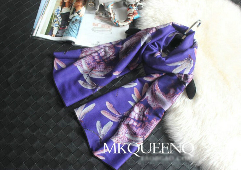 Cooling Skull Scarves Wrap Women Winter Warm Cashmere Panties 180*65CM - Purple