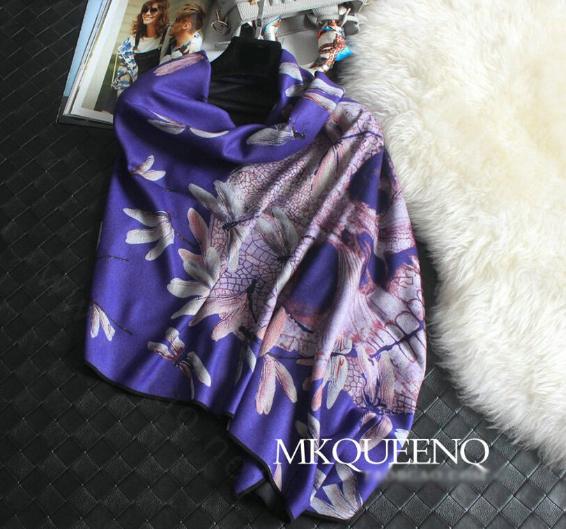 Cooling Skull Scarves Wrap Women Winter Warm Cashmere Panties 180*65CM - Purple