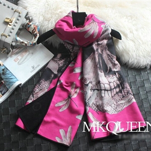 Cooling Skull Scarves Wrap Women Winter Warm Cashmere Panties 180*65CM - Rose