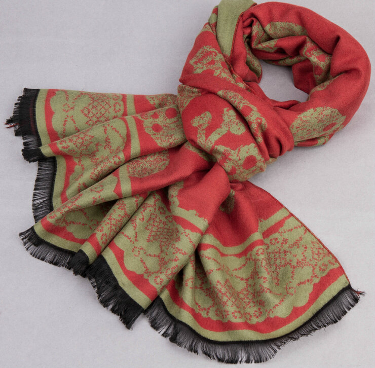 Cute Skull Scarf Shawls Women Winter Warm Silk Panties 180*62CM - Orange