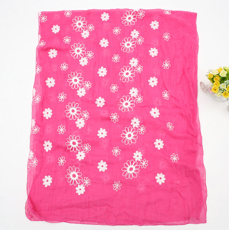 Discount Embroidered Floral Scarves Wrap Women Winter Warm Cotton 200*80CM - Rose
