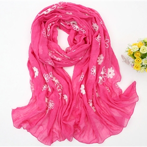 Discount Embroidered Floral Scarves Wrap Women Winter Warm Cotton 200*80CM - Rose