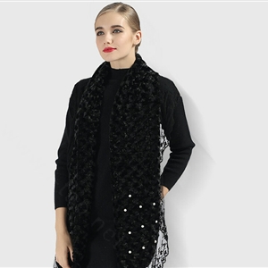 Discount Floral Lace Scarves Wrap Women Winter Warm Polyester 210*35CM - Black