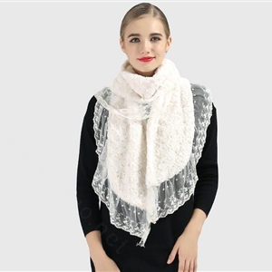 Discount Floral Lace Scarves Wrap Women Winter Warm Polyester 210*35CM - White