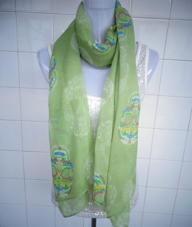 Discount Skull Scarf Scarves For Women Winter Warm Cotton Panties 170*70CM - Green