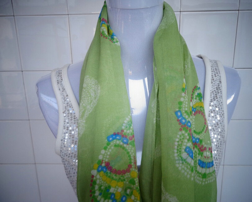 Discount Skull Scarf Scarves For Women Winter Warm Cotton Panties 170*70CM - Green