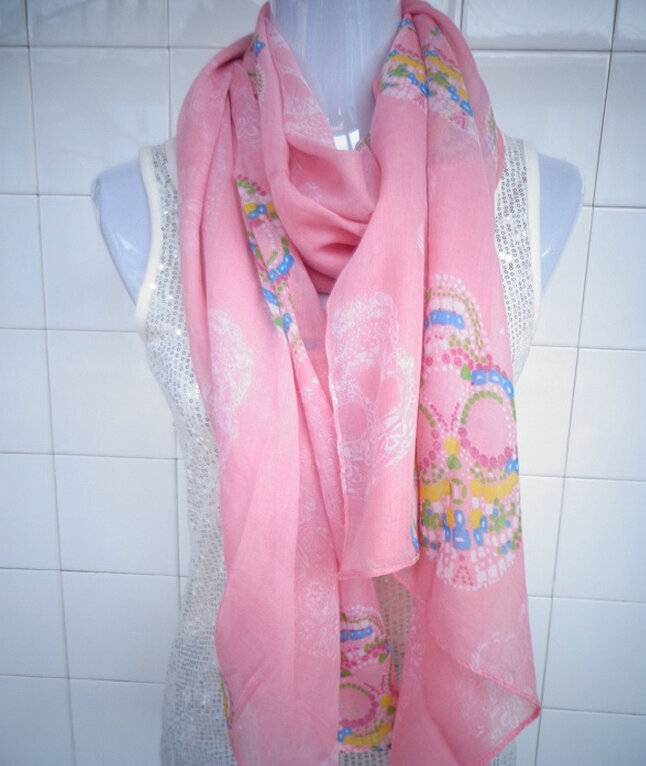 Discount Skull Scarf Scarves For Women Winter Warm Cotton Panties 170*70CM - Pink