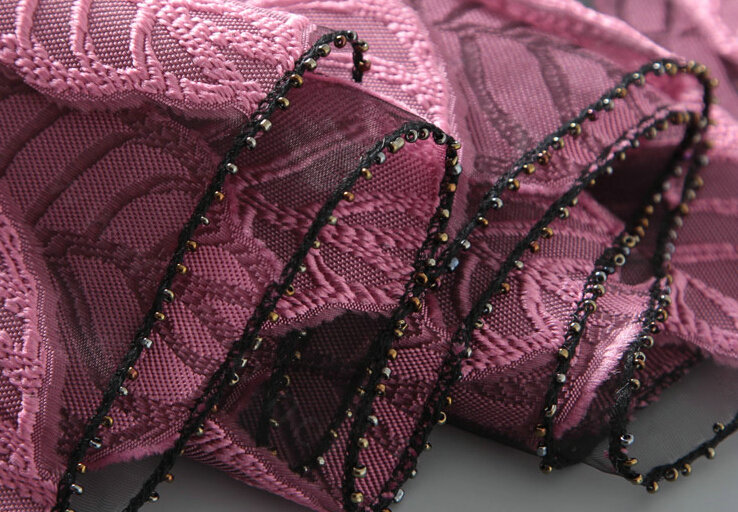 Embroidered Beaded Scarves Wrap Women Winter Warm Polyester 195*59CM - Brown