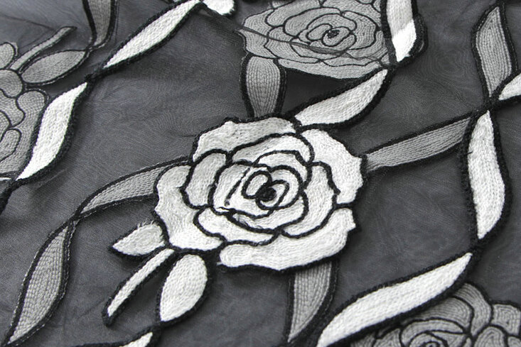 Embroidered Floral Scarves Wrap Women Winter Warm Polyester 195*65CM - Black