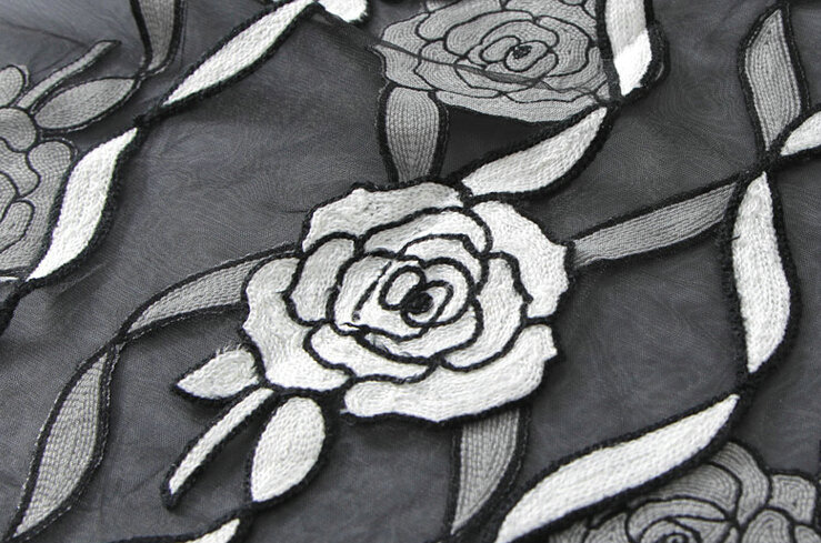Embroidered Floral Scarves Wrap Women Winter Warm Polyester 195*65CM - Red