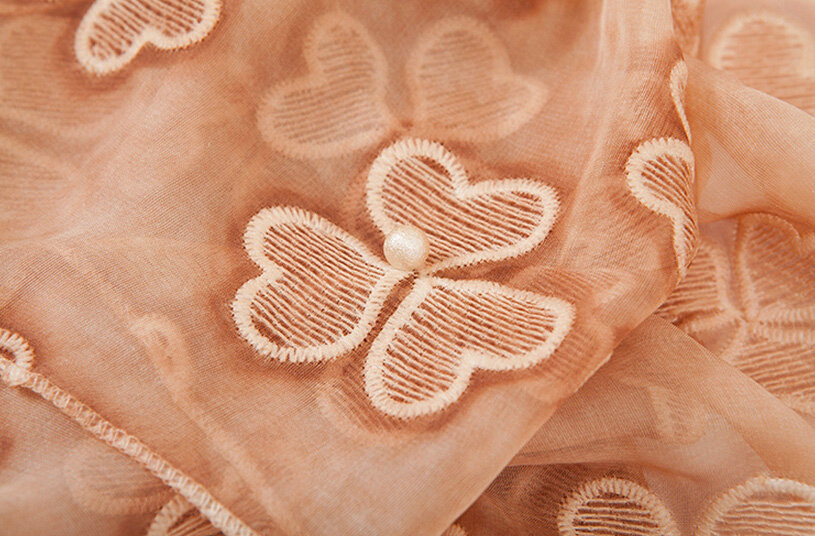 Embroidered Lace Scarves Wrap Women Winter Warm Polyester 195*68CM - Brown