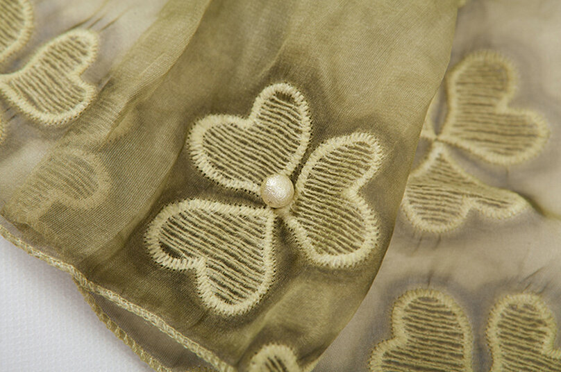 Embroidered Lace Scarves Wrap Women Winter Warm Polyester 195*68CM - Green