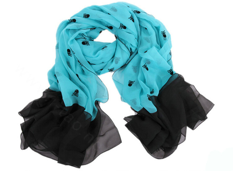 Exquisite Skull Women Scarf Shawls Winter Warm Polyester Scarves 180*140CM - Blue