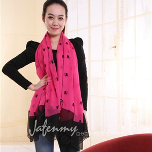 Exquisite Skull Women Scarf Shawls Winter Warm Polyester Scarves 180*140CM - Rose