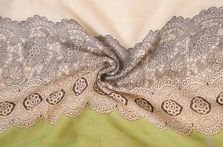 Floral Printed Lace Women Scarf Fiber Cloth Warm Scarves Wraps 180*95CM - Green