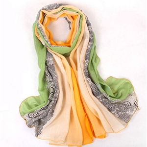 Floral Printed Lace Women Scarf Fiber Cloth Warm Scarves Wraps 180*95CM - Green