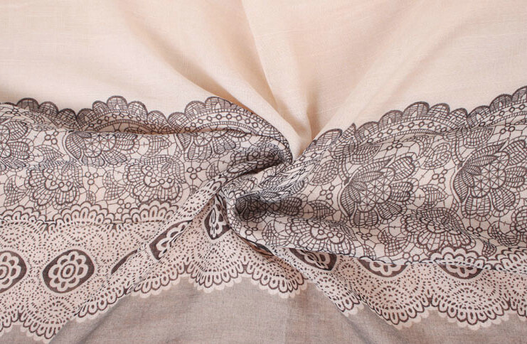 Floral Printed Lace Women Scarf Fiber Cloth Warm Scarves Wraps 180*95CM - Orange