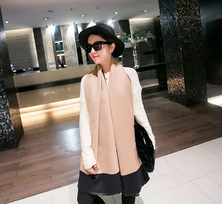 Free Fringe Scarves Wrap Women Winter Warm Cashmere Panties 195*65CM - Beige