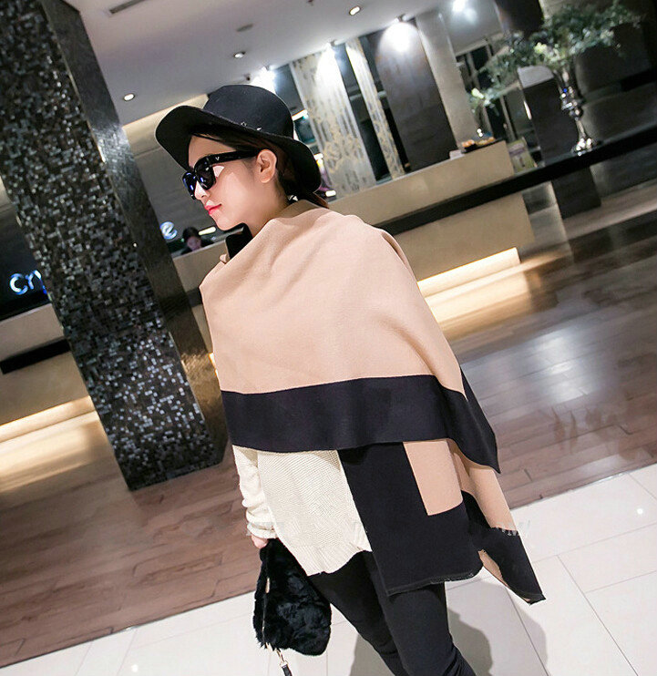 Free Fringe Scarves Wrap Women Winter Warm Cashmere Panties 195*65CM - Beige