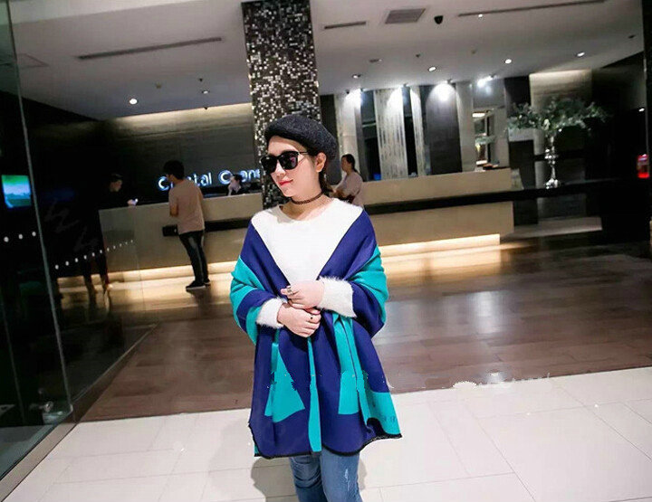 Free Fringe Scarves Wrap Women Winter Warm Cashmere Panties 195*65CM - Green