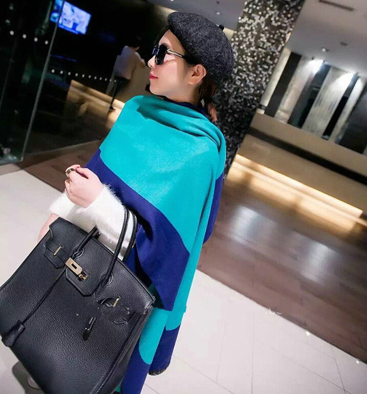 Free Fringe Scarves Wrap Women Winter Warm Cashmere Panties 195*65CM - Green