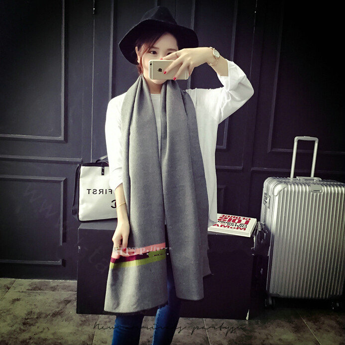 Free Fringe Scarves Wrap Women Winter Warm Cashmere Panties 195*65CM - Grey
