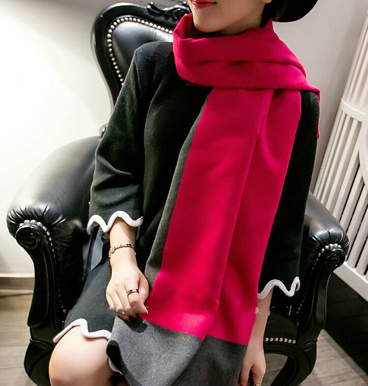 Free Fringe Scarves Wrap Women Winter Warm Cashmere Panties 195*65CM - Rose Grey