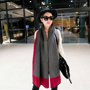 Free Fringe Scarves Wrap Women Winter Warm Cashmere Panties 195*65CM - Rose Grey