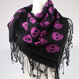 Free Skull Scarf Shawls Women Winter Warm Wool Panties 90*90CM - Purple