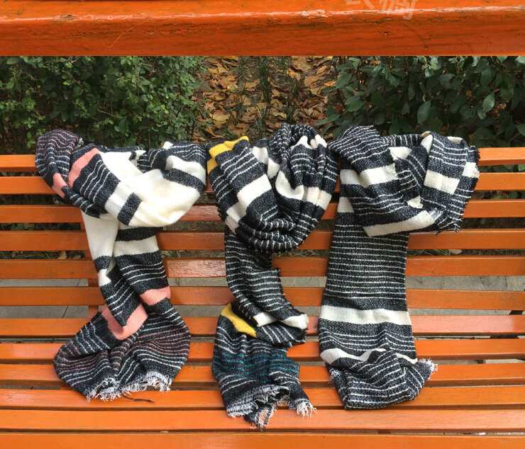 Fringed Fringe Scarves Wrap Women Winter Warm Cashmere Panties 192*78CM - Black