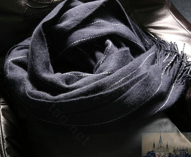 Fringed Fringe Scarves Wrap Women Winter Warm Cashmere Panties 200*65CM - Black