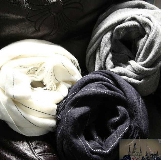 Fringed Fringe Scarves Wrap Women Winter Warm Cashmere Panties 200*65CM - White