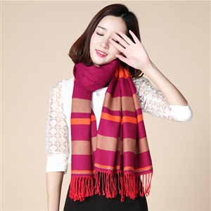 Fringed Fringe Scarves Wrap Women Winter Warm Cashmere Panties 200*70CM - Rose Brown