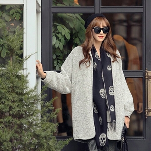 Fringed Skull Scarf Shawls Women Winter Warm Wool Panties 100*50CM - Black