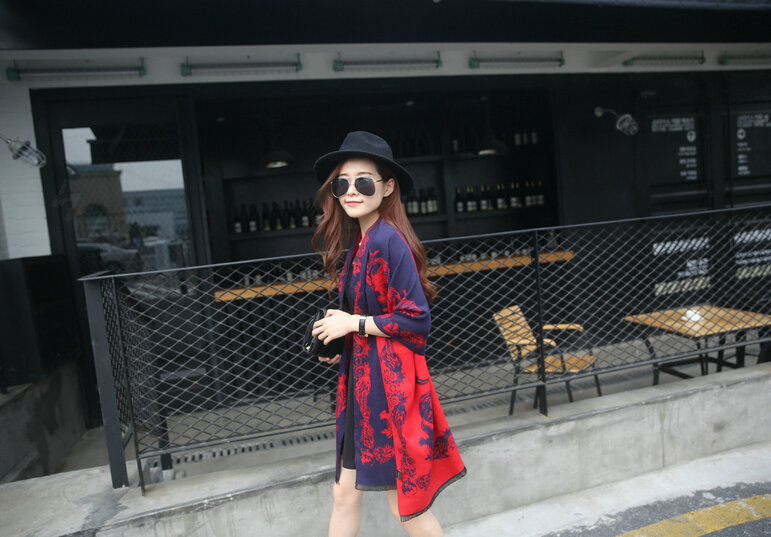 Funky Skull Scarves Wrap Women Winter Warm Cashmere Panties 200*60CM - Navy
