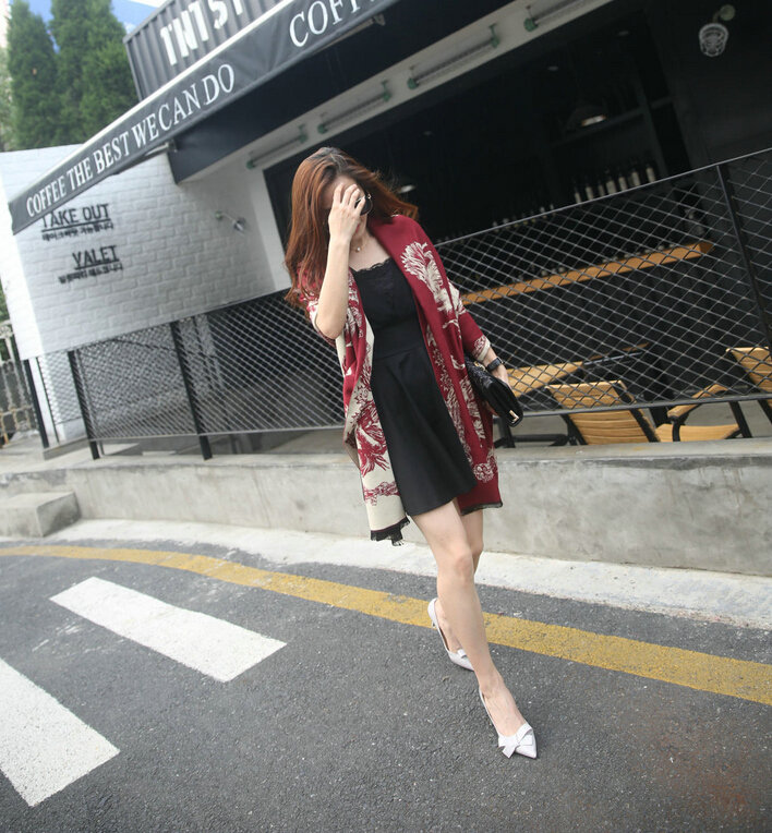Funky Skull Scarves Wrap Women Winter Warm Cashmere Panties 200*60CM - Red